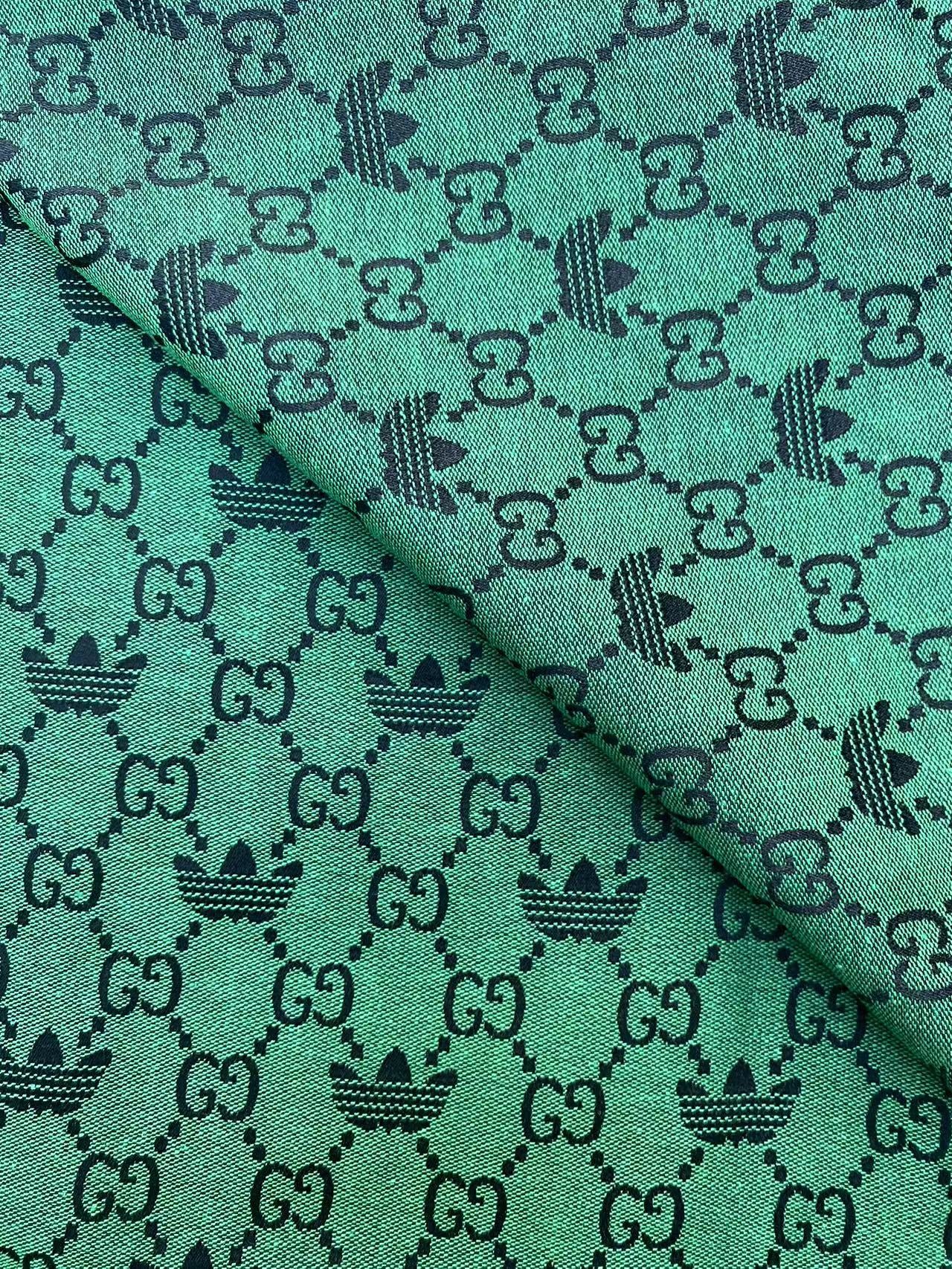 Green Gucci Adidas Jacquard Clothing Designer Fabric for Sewing Custom DIY