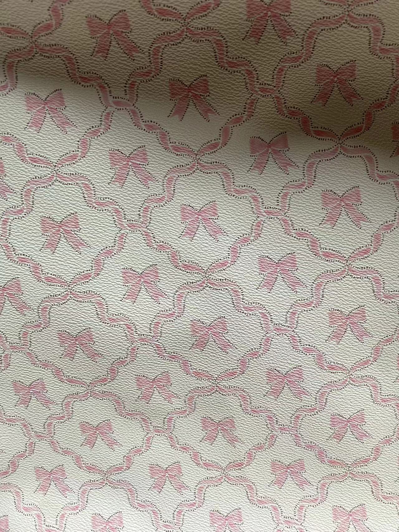 Pink Cute Cartoon Bow  Design Leather Material for Handmade Crafts DIY