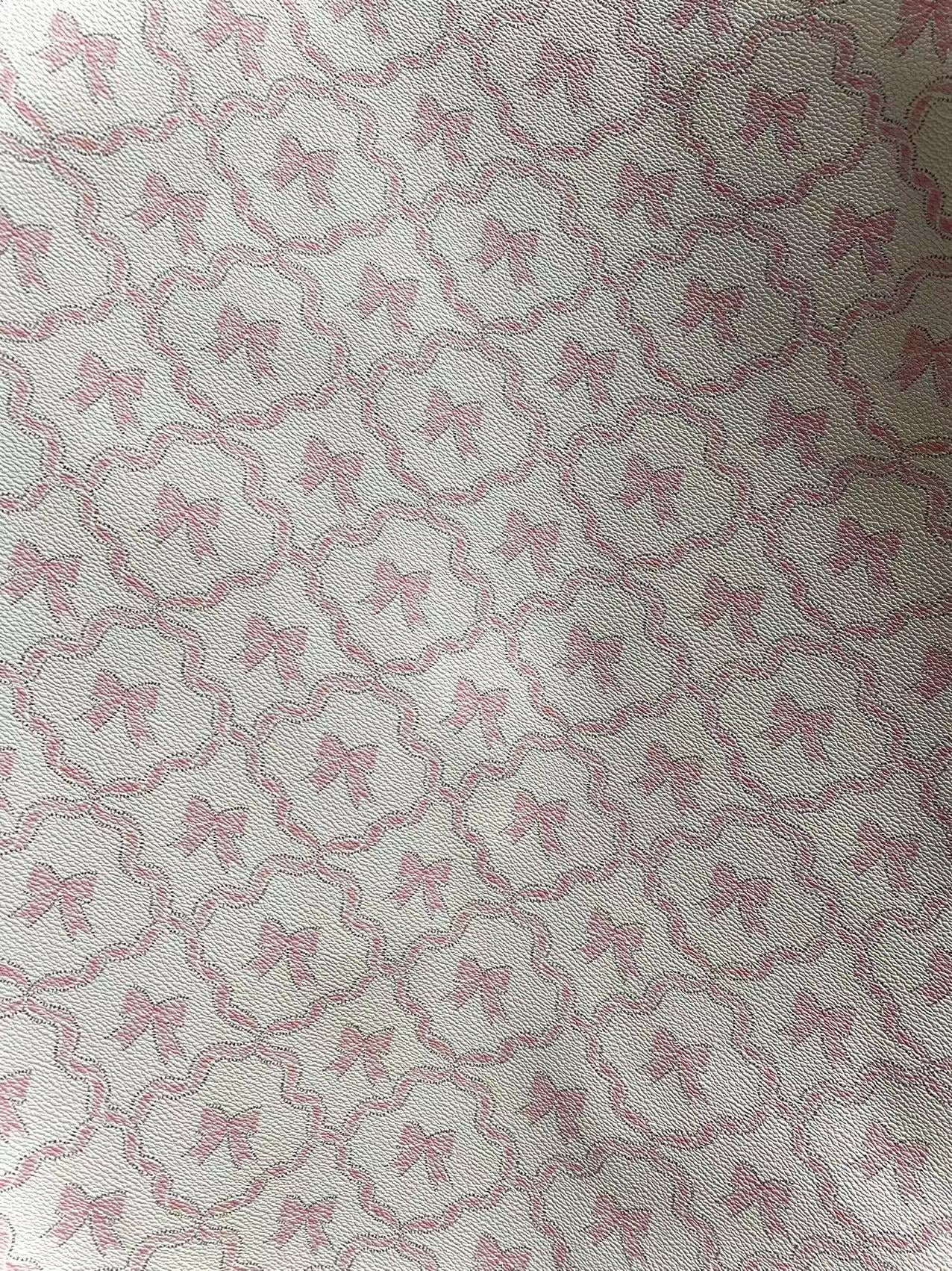 Pink Cute Cartoon Bow  Design Leather Material for Handmade Crafts DIY