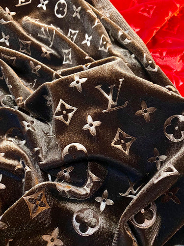 Luxury Dark Brown LV Velvet Fabric for Handmade DIY Crafts Sofa Upholstery Sneakers