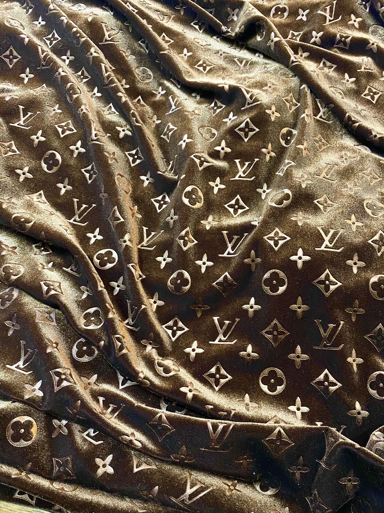 Brown Louis Vuitton LV Velvet Fabric