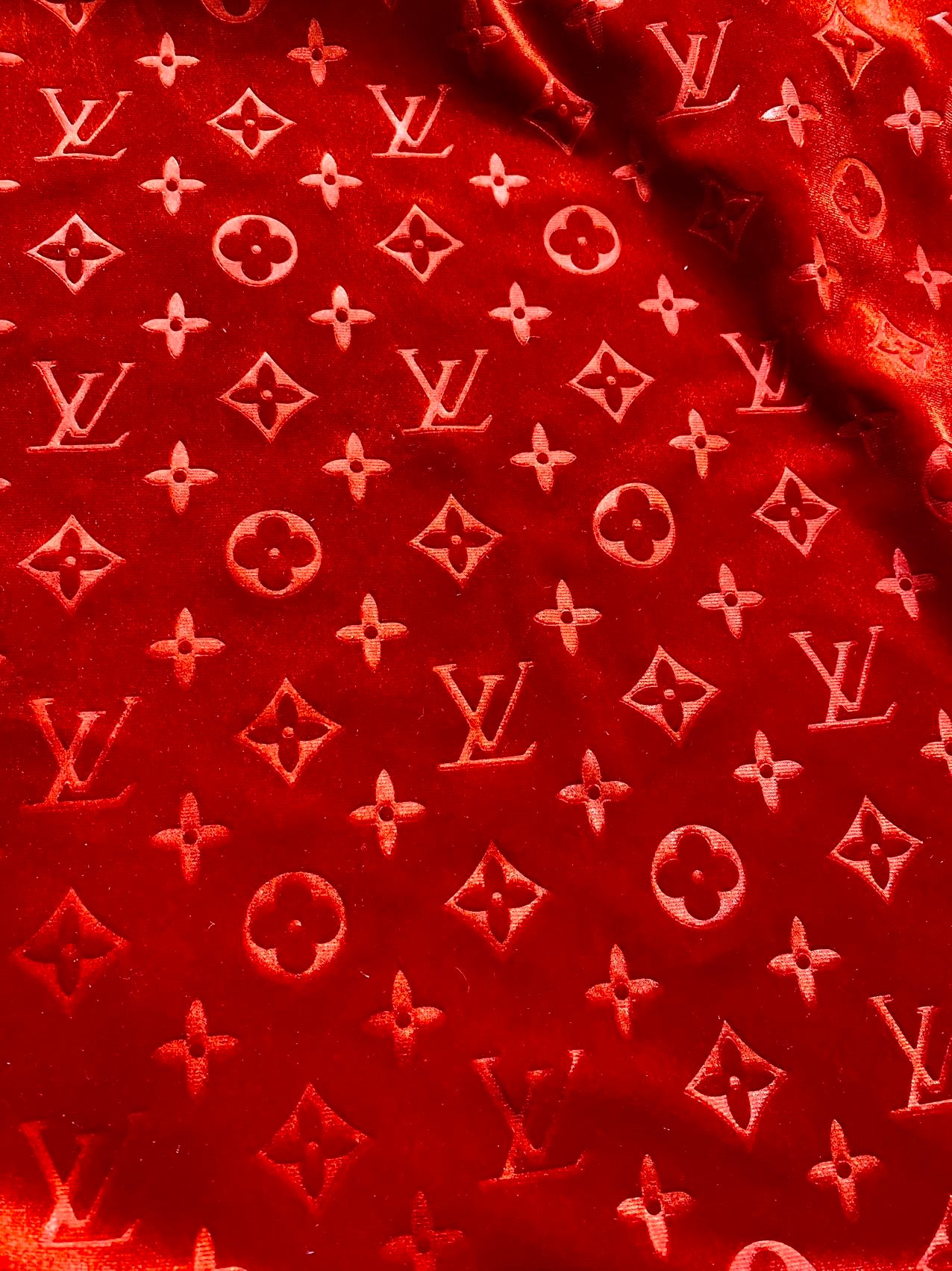 Red Louis Vuitton LV Velvet Fabric