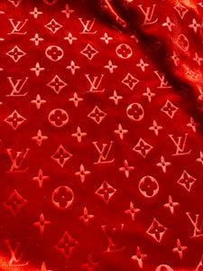 Luxury Red LV Velvet Fabric for Custom Sneakers Sewing Car Upholstery Furniture Sofa