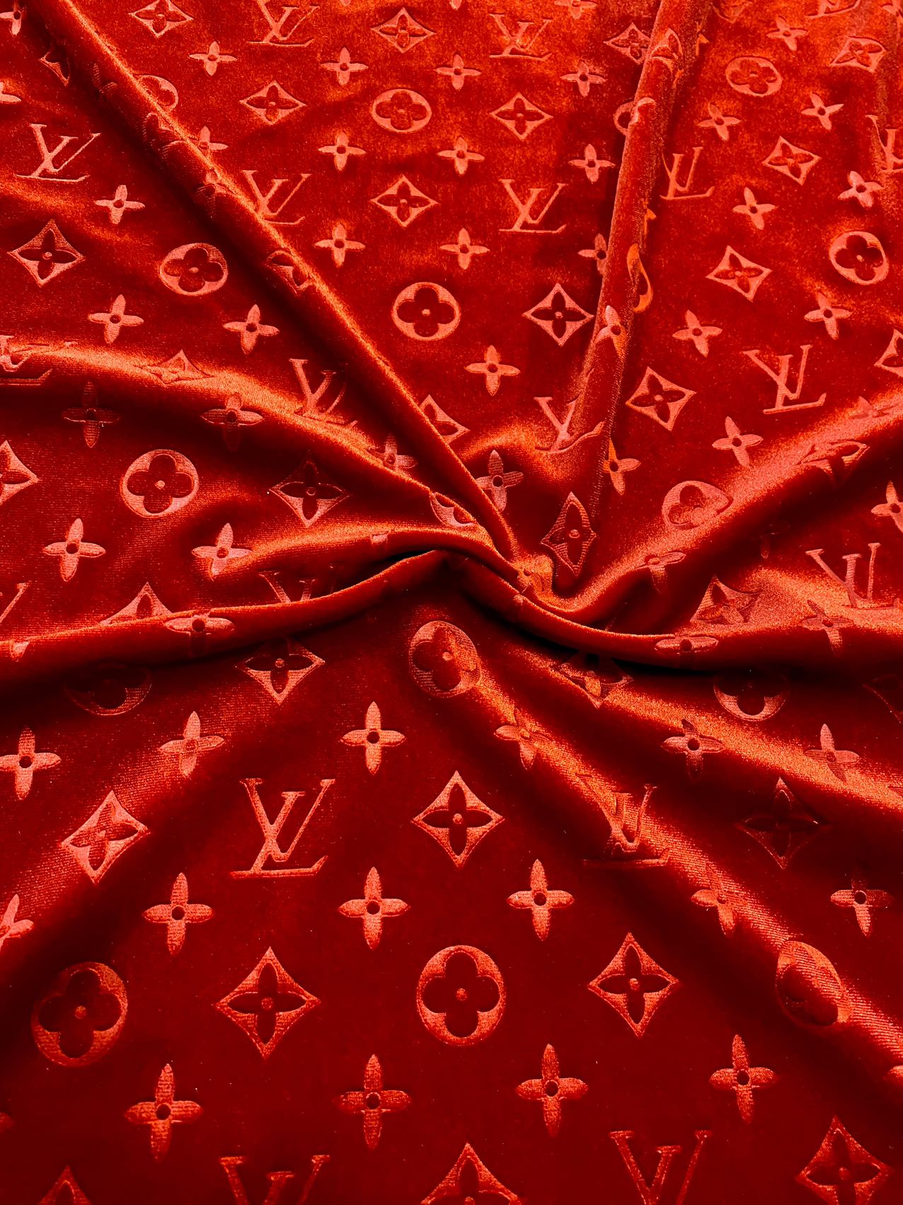 Red Louis Vuitton LV Velvet Fabric