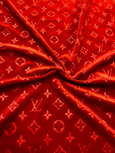 Red Louis Vuitton LV Velvet Fabric