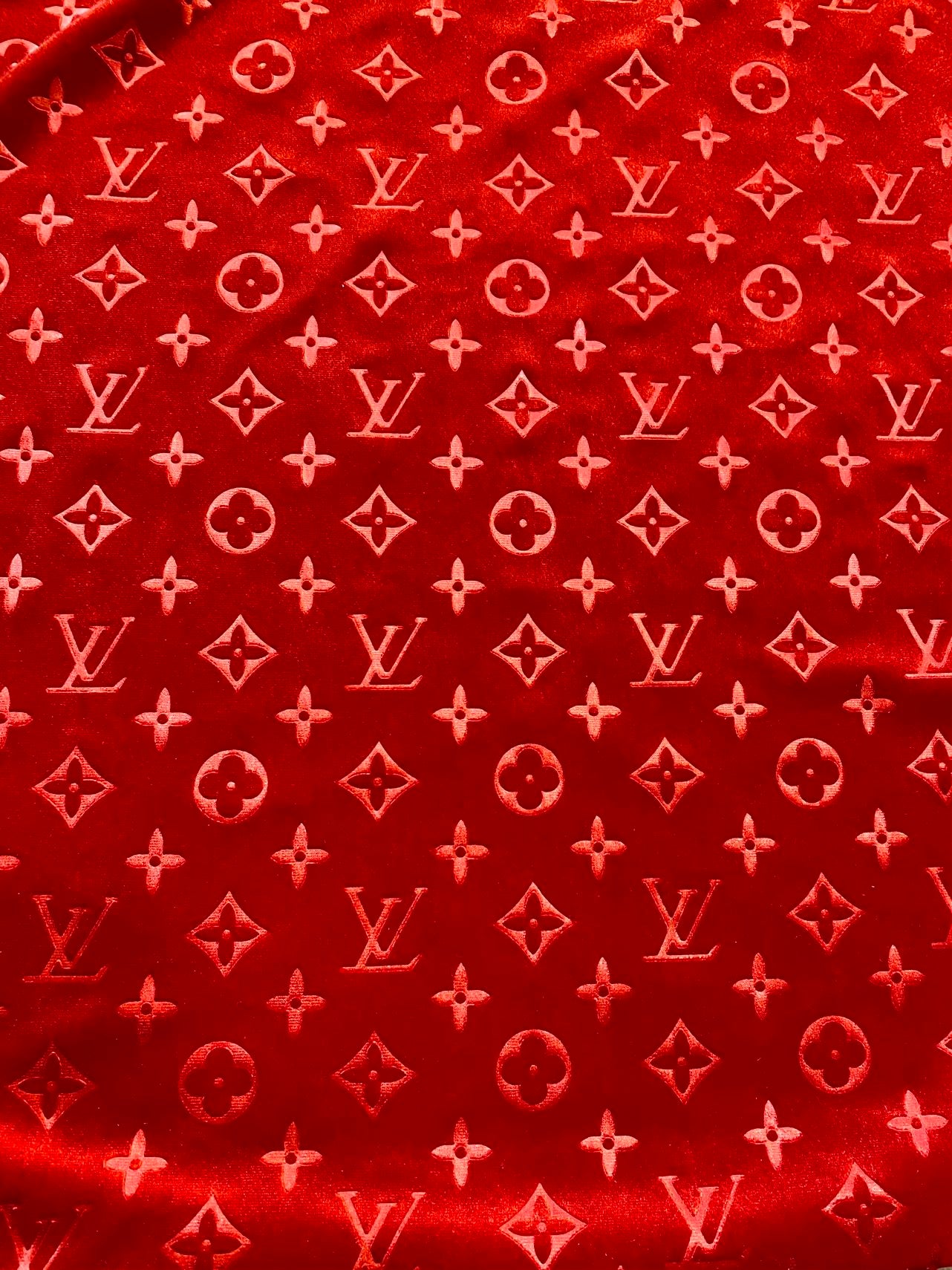 Red Louis Vuitton LV Velvet Fabric