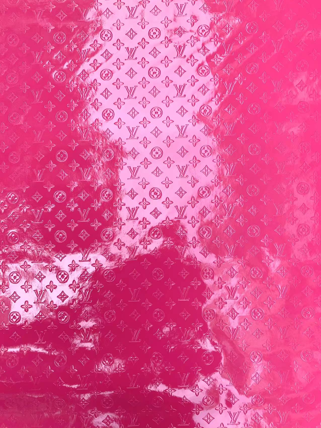 Hot Pink Mirror Embossed LV Vinyl for DIY Custom Purse Sneaker Furniture