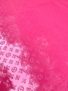 Hot Pink Mirror Embossed LV Vinyl for DIY Custom Purse Sneaker Furniture