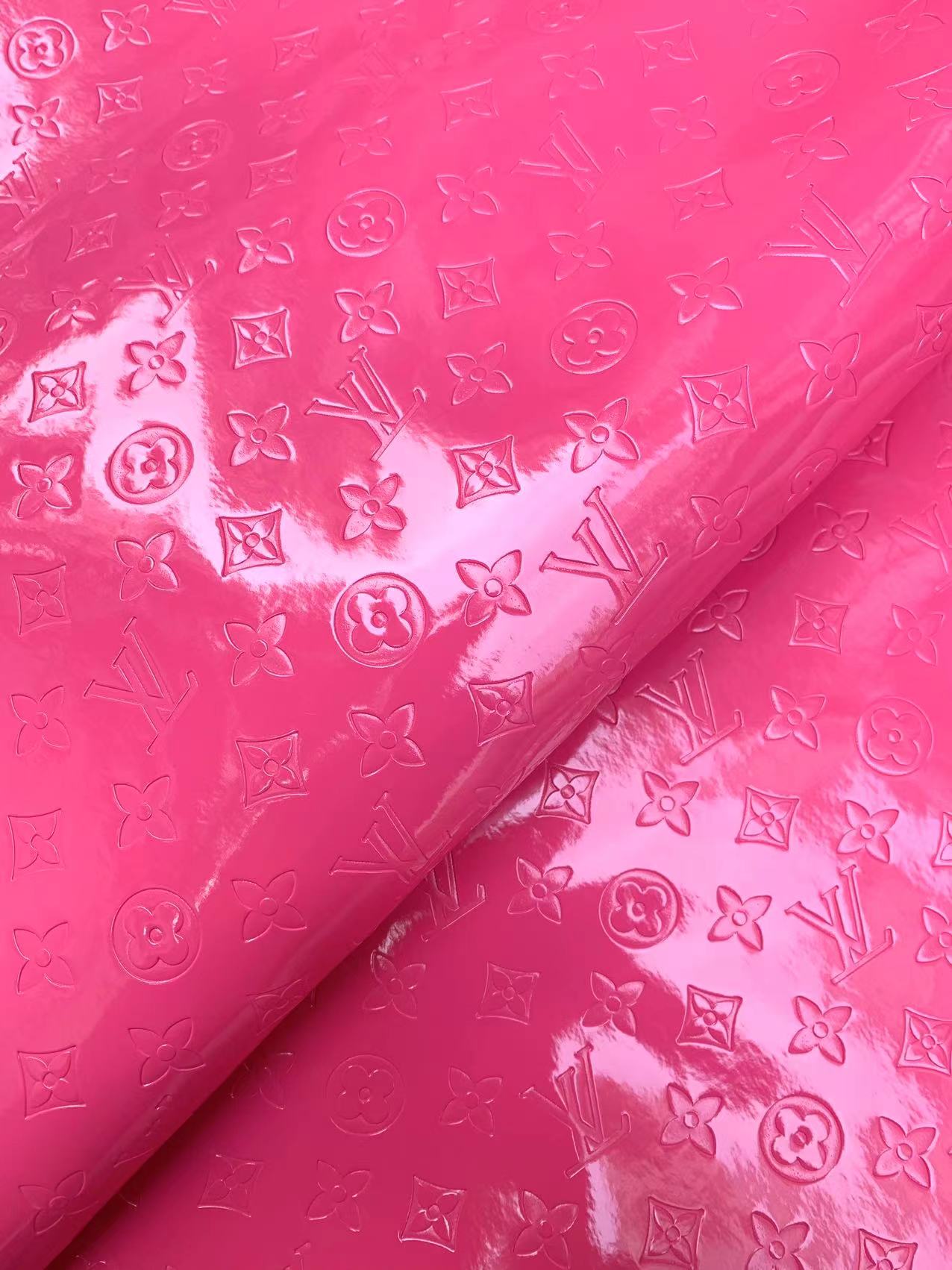 Hot Pink Mirror Embossed LV Vinyl for DIY Custom Purse Sneaker Furniture