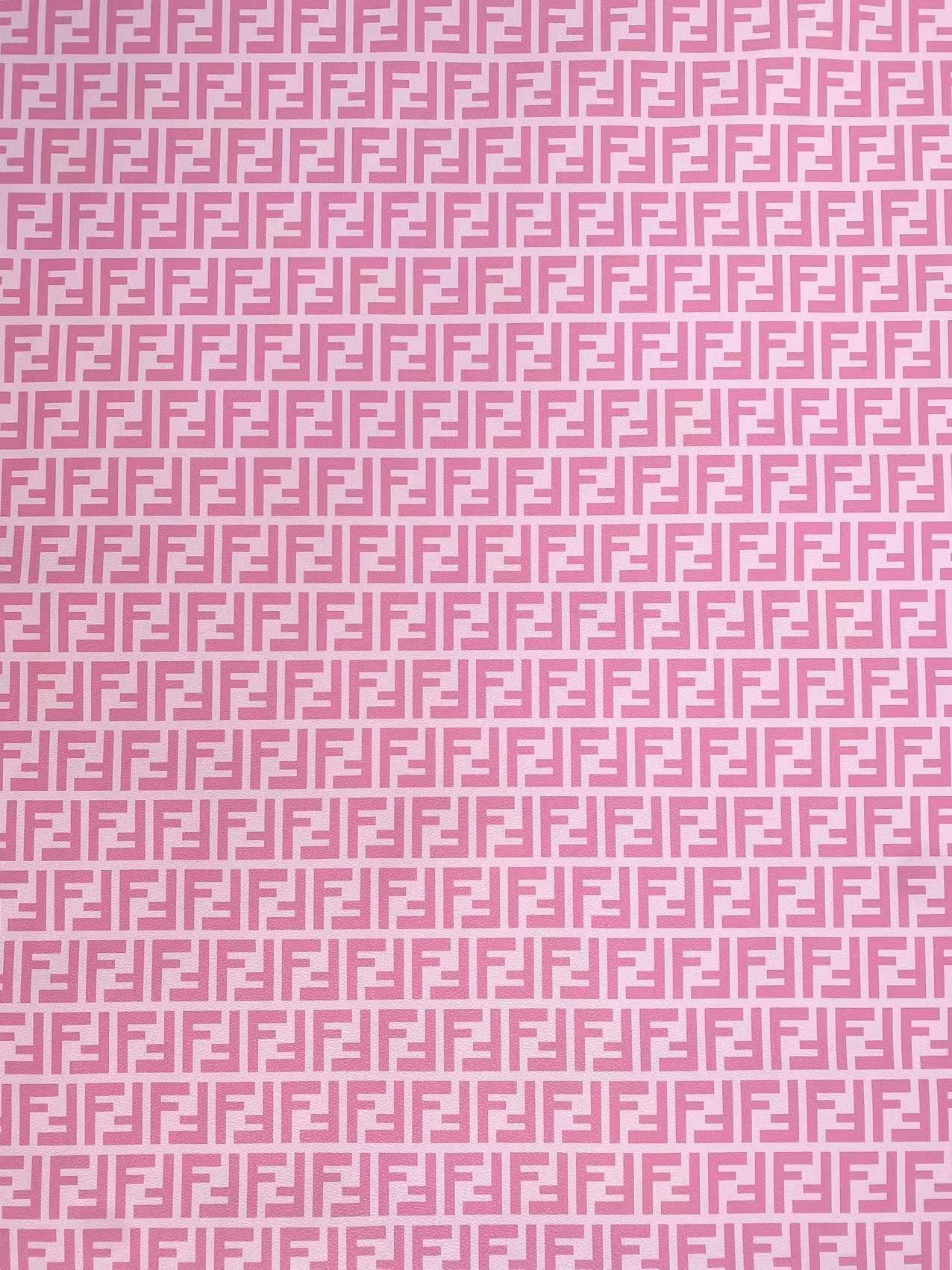 Pink Fendi FF Faux Leather Fabric for Custom Sneakers Handmade Crafts Sewing Car Upholstery