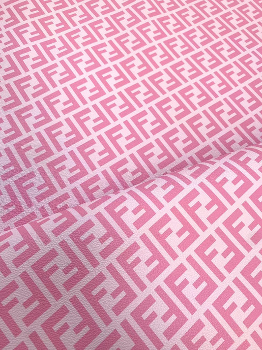 Tissu en similicuir rose Fendi FF pour baskets personnalisées, artisanat fait à la main, couture, rembourrage de voiture