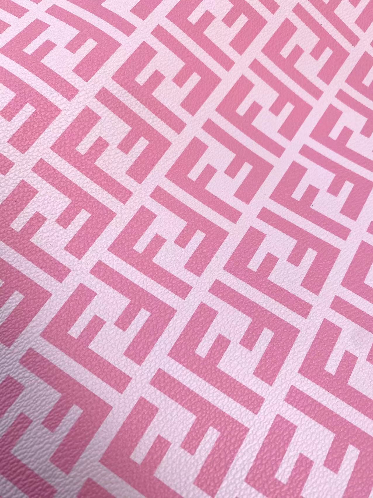 Pink Fendi FF Faux Leather Fabric for Custom Sneakers Handmade Crafts Sewing Car Upholstery