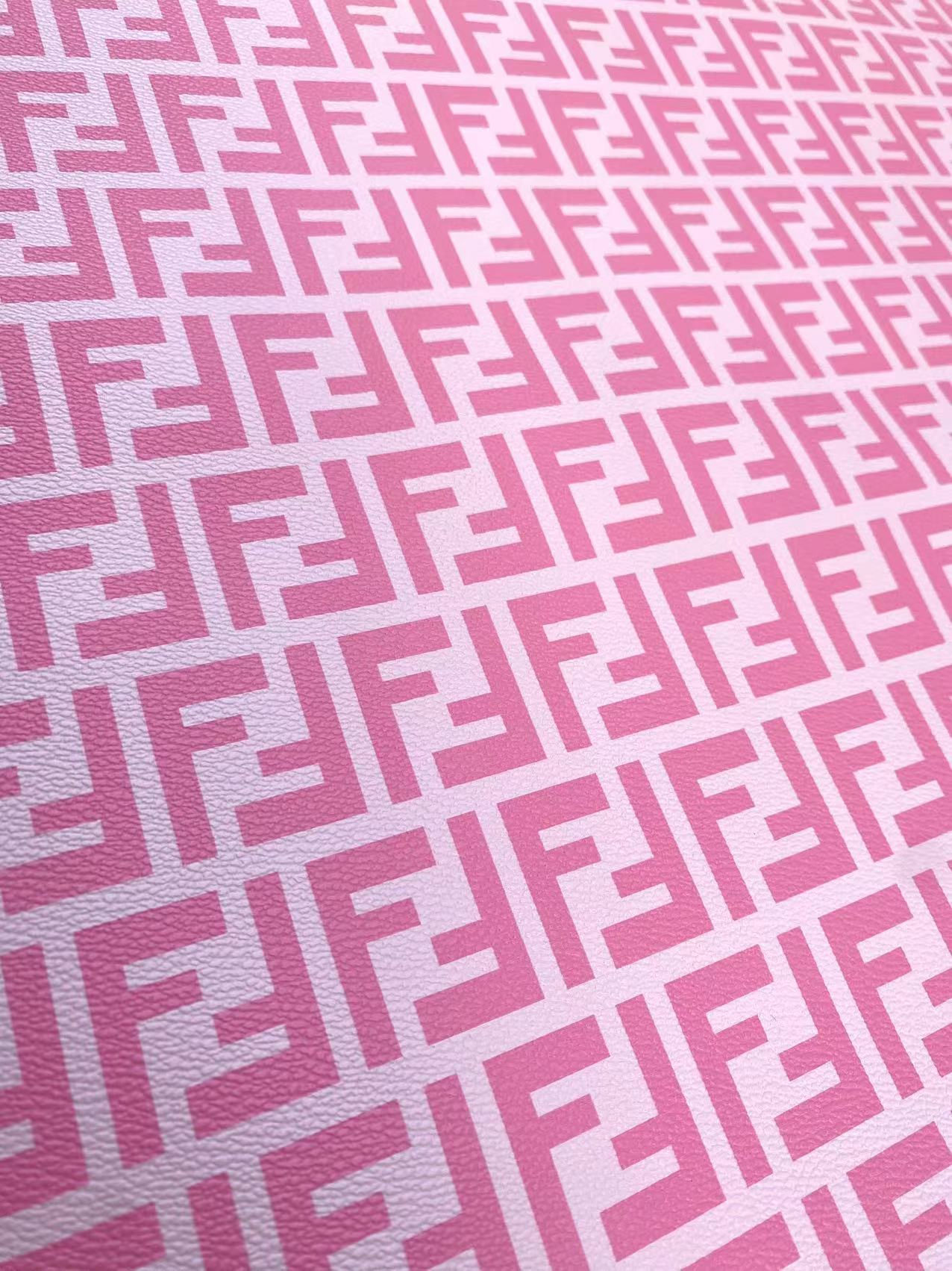 Pink Fendi FF Faux Leather Fabric for Custom Sneakers Handmade Crafts Sewing Car Upholstery