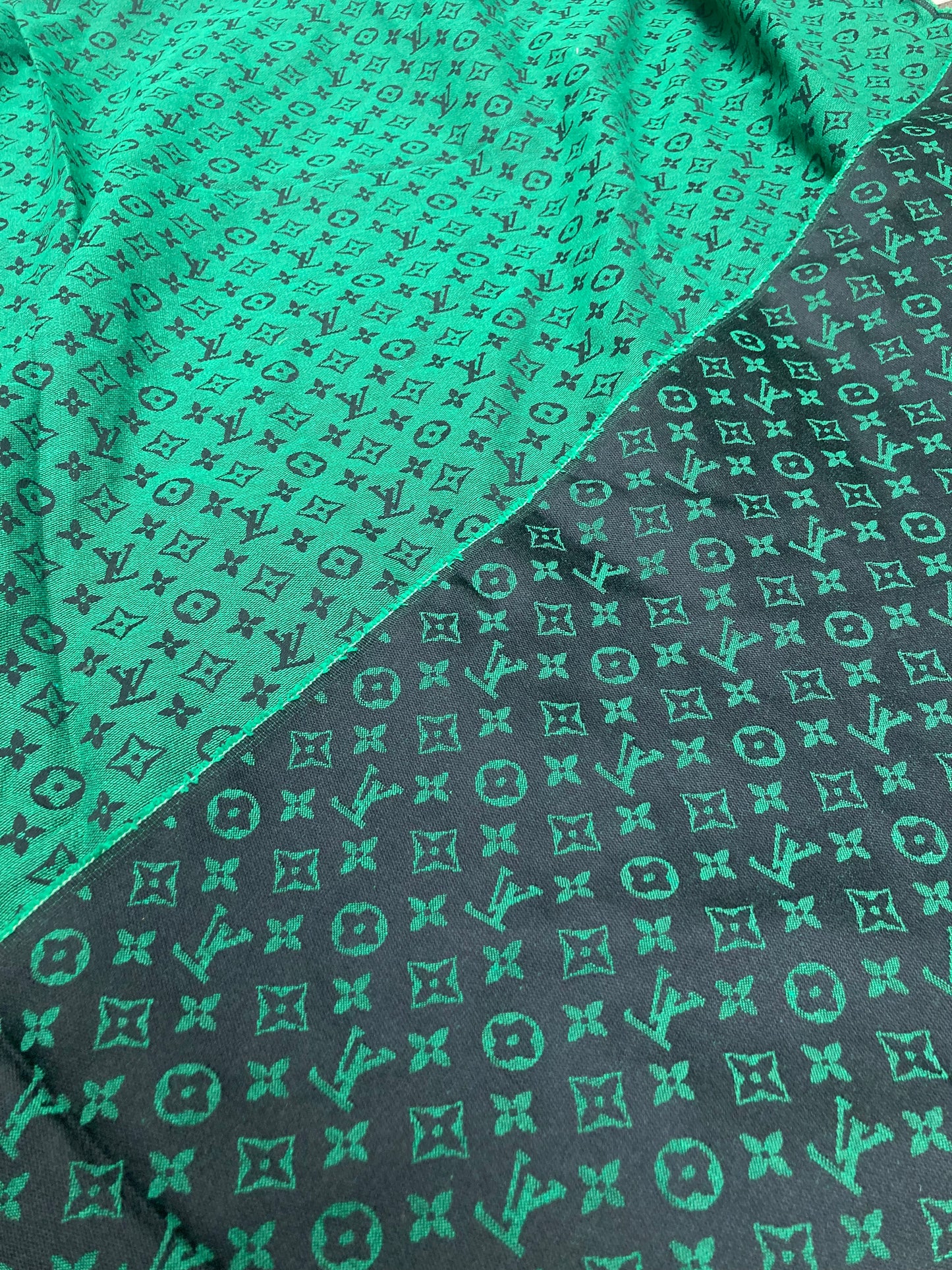 Tissu Jacquard LV vert fait main pour l'artisanat DIY