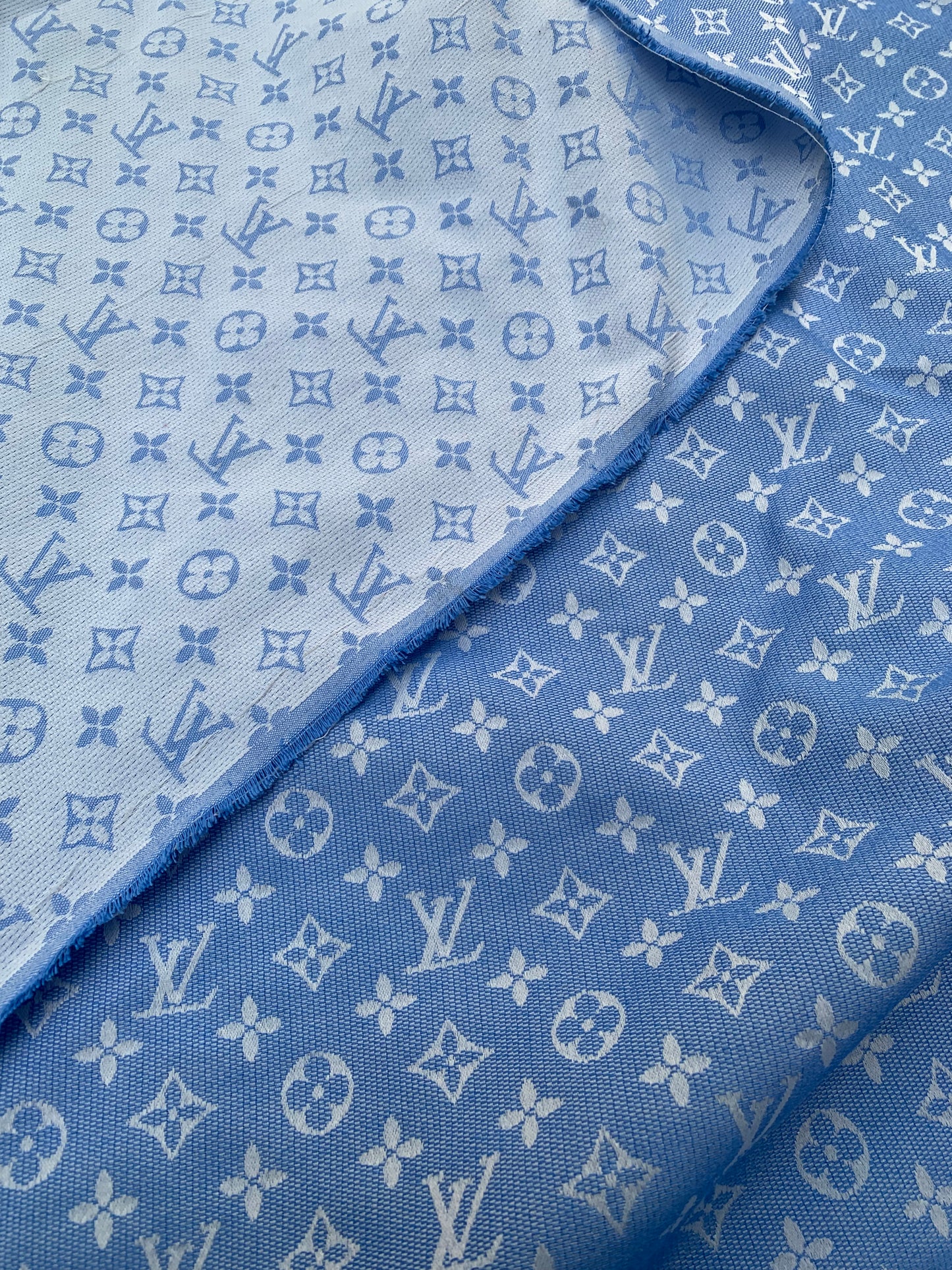 Cotton Jacquard Light Blue Summer LV Custom Fabric