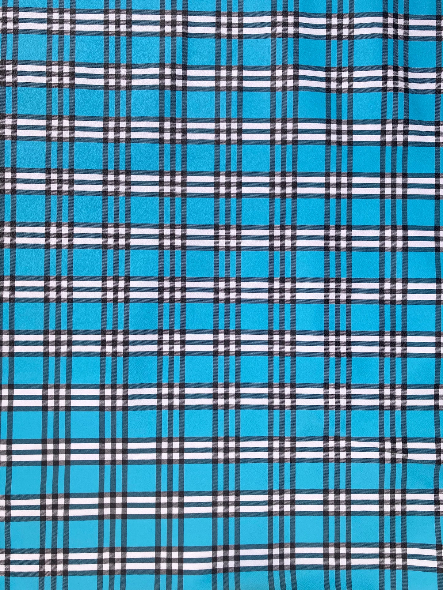 Blue Check Custom Handmade Burberry Faux Leather Fabric for DIY Arts and Crafts