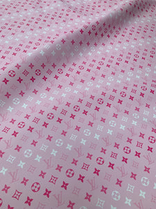 Handmade Romantic Pink LV Custom Vinyl Leather Fabric for Sneakers Upholstery