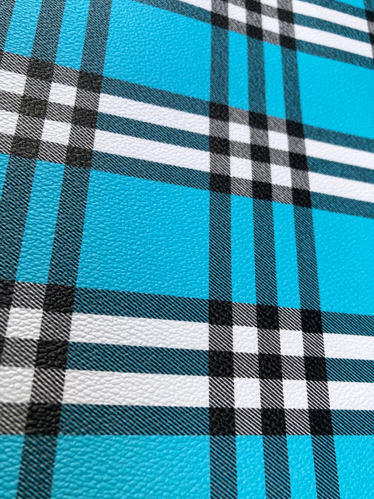 Blue Check Custom Handmade Burberry Faux Leather Fabric for DIY Arts and Crafts