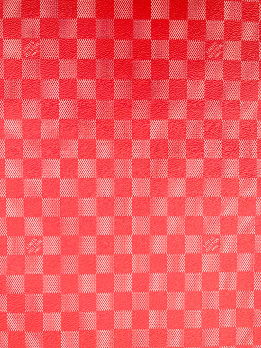 Red Damier Handmade Vinyl For Custom Sneakers Upholstery