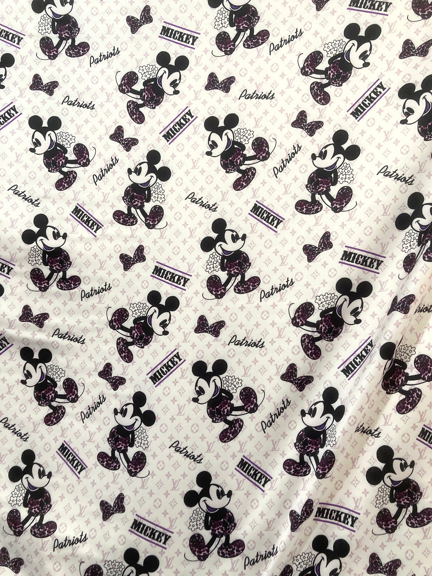 Satin Fabric Mickey Mouse LV Satin for DIY Custom Upholstery