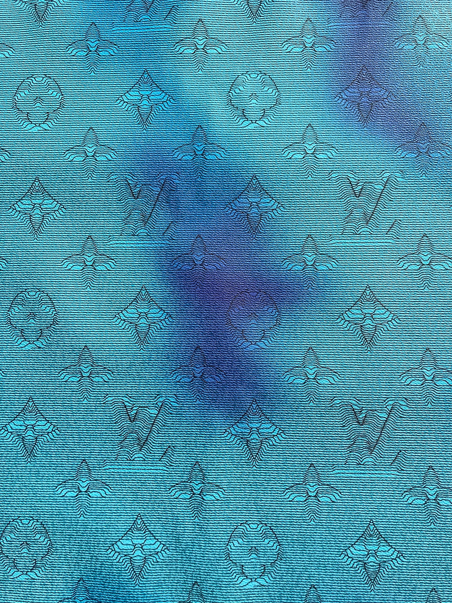 Cuir vinyle camouflage bleu fait main par un designer pour un produit personnalisé à la main