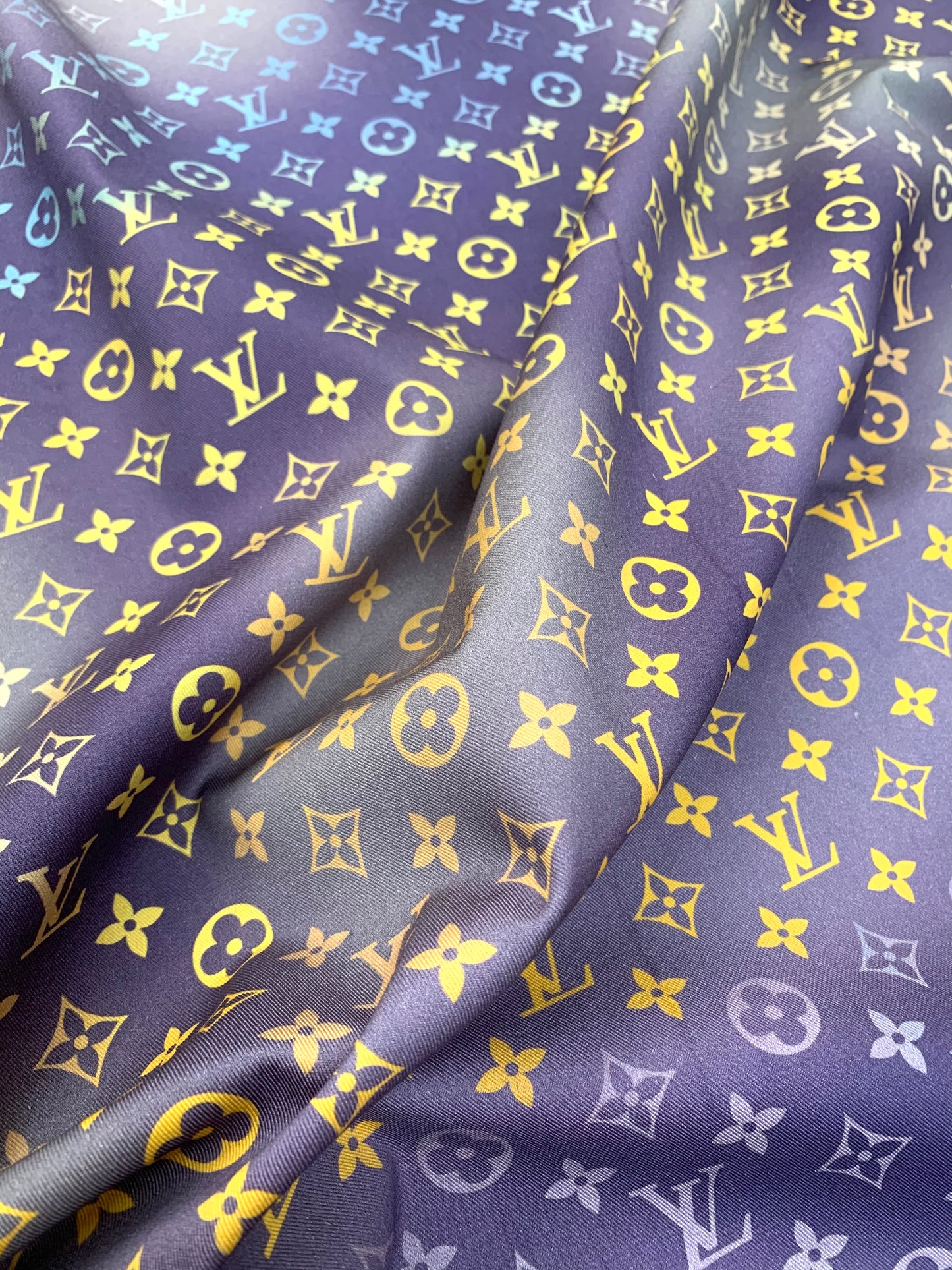 Colorful Designer Inspired Gradient Monogram Cotton Twill Fabric for DIY Sewing