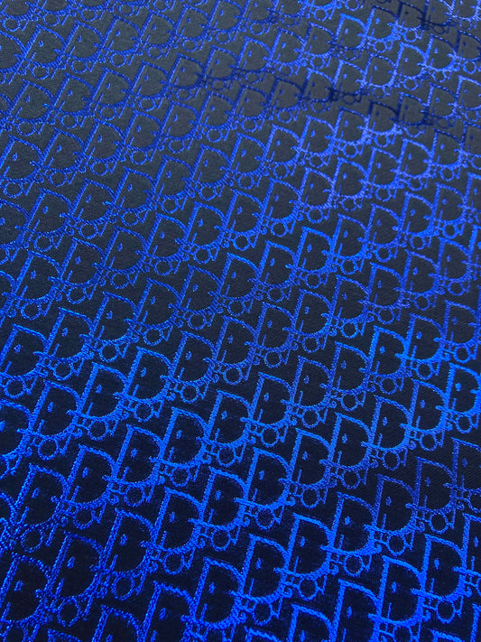 Tissu Dior bleu brillant fabriqué à la main pour des baskets personnalisées