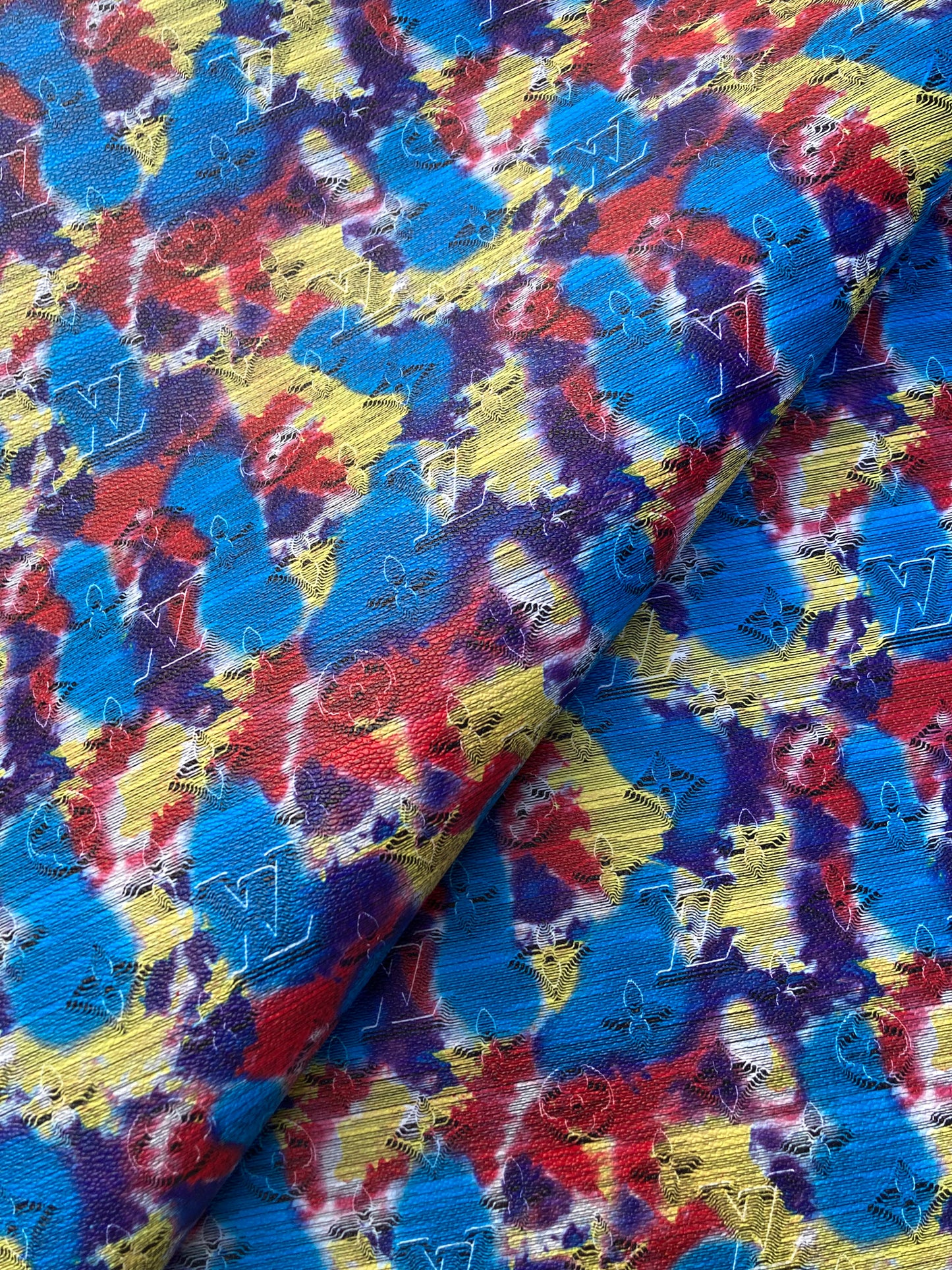 Custom Crafts Camouflage LV Leather Fabric for Handmade Upholstery