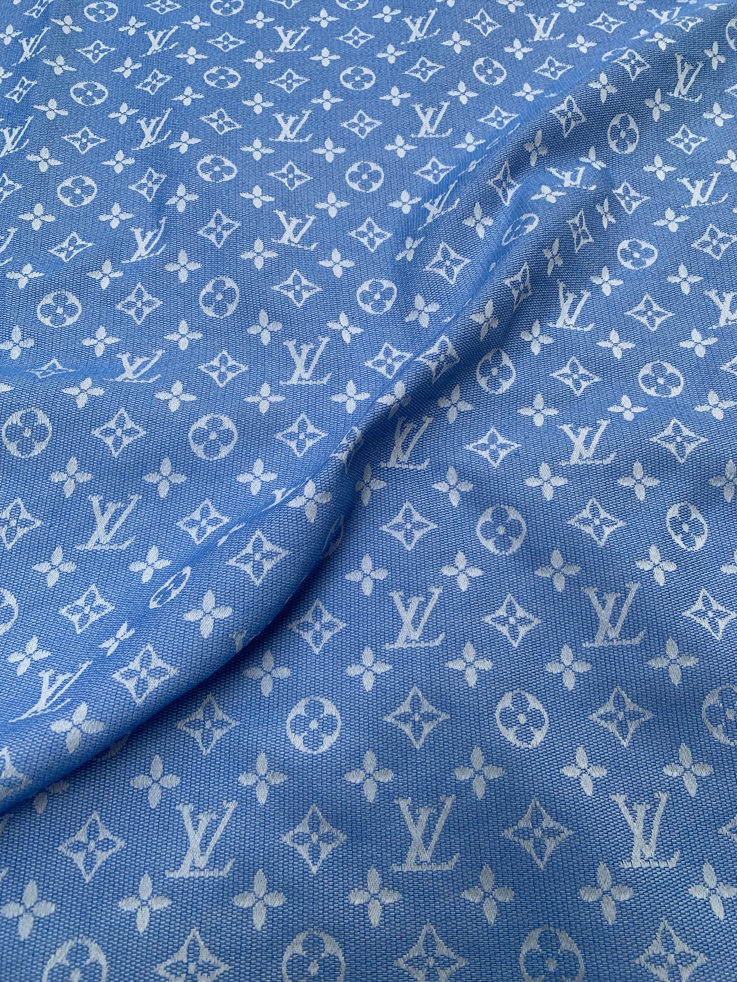 Cotton Jacquard Light Blue Summer LV Custom Fabric