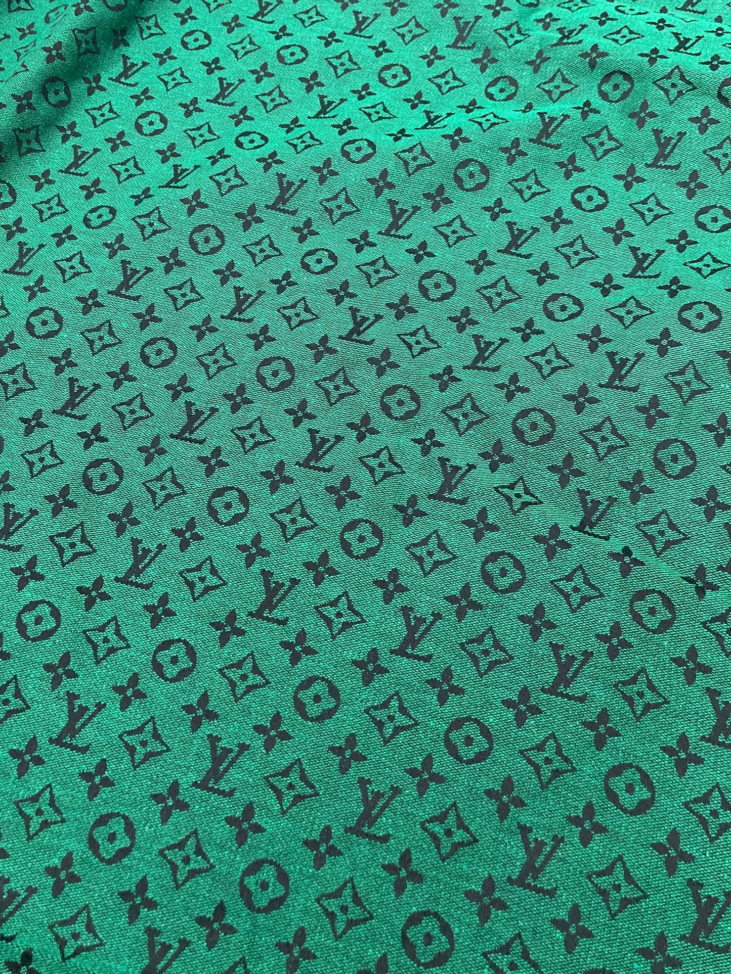 Handmade Green LV Jacquard Fabric for Crafts DIY