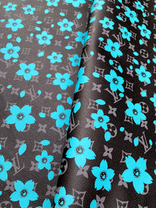 Handmade Crafts Black Flower LV Designer Leather Fabric for Custom Sneakers