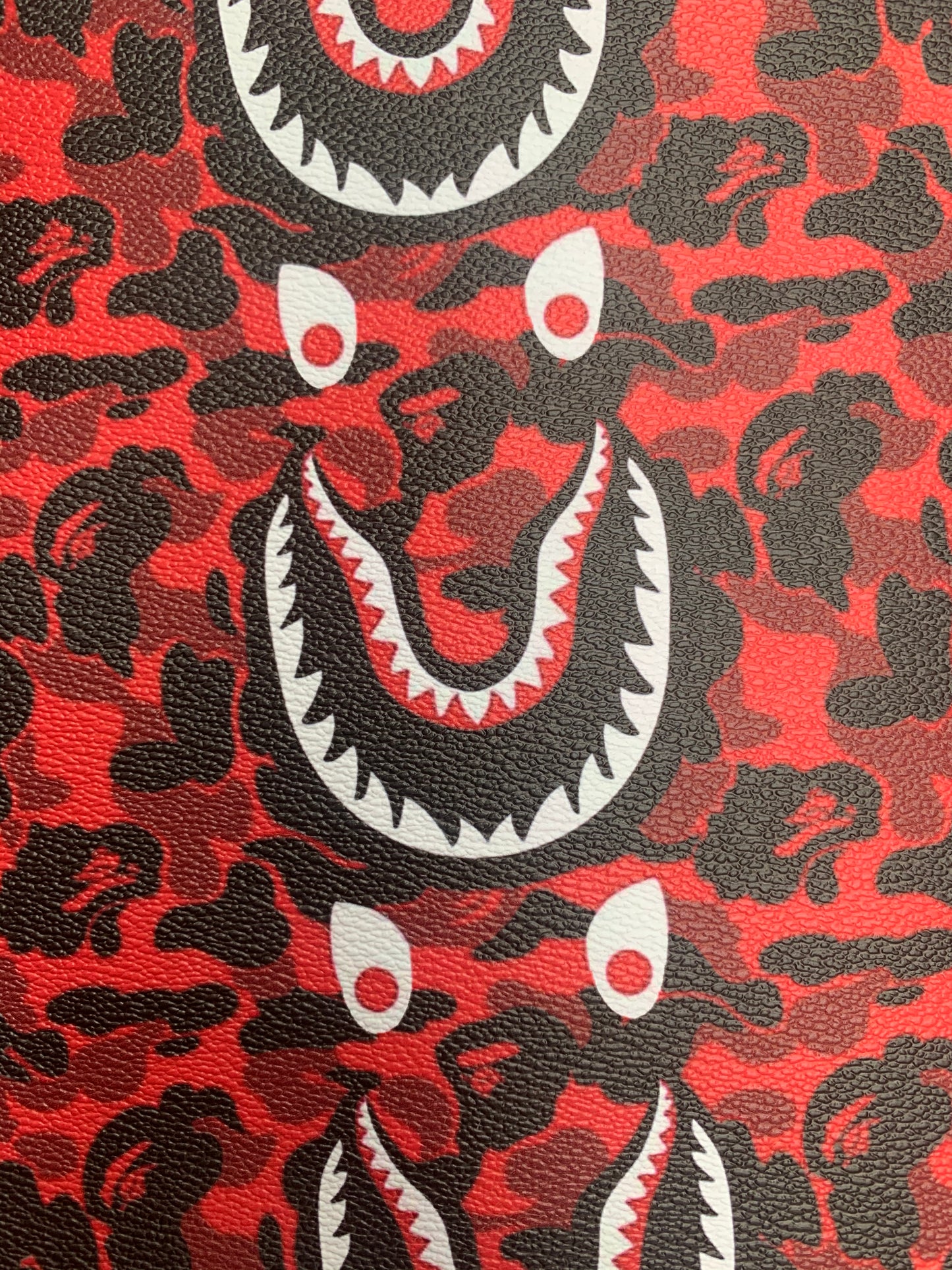 Custom Leather Red Bape Shark for Handmade Sneakers Upholstery