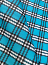 Load image into Gallery viewer, Blue Check Custom Handmade Burberry Faux Leather Fabric for DIY Arts and Crafts