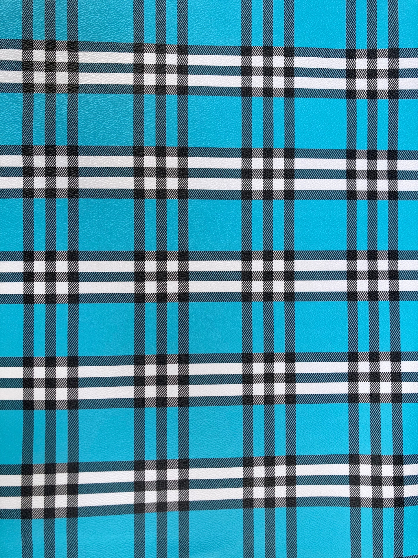 Blue Check Custom Handmade Burberry Faux Leather Fabric for DIY Arts and Crafts