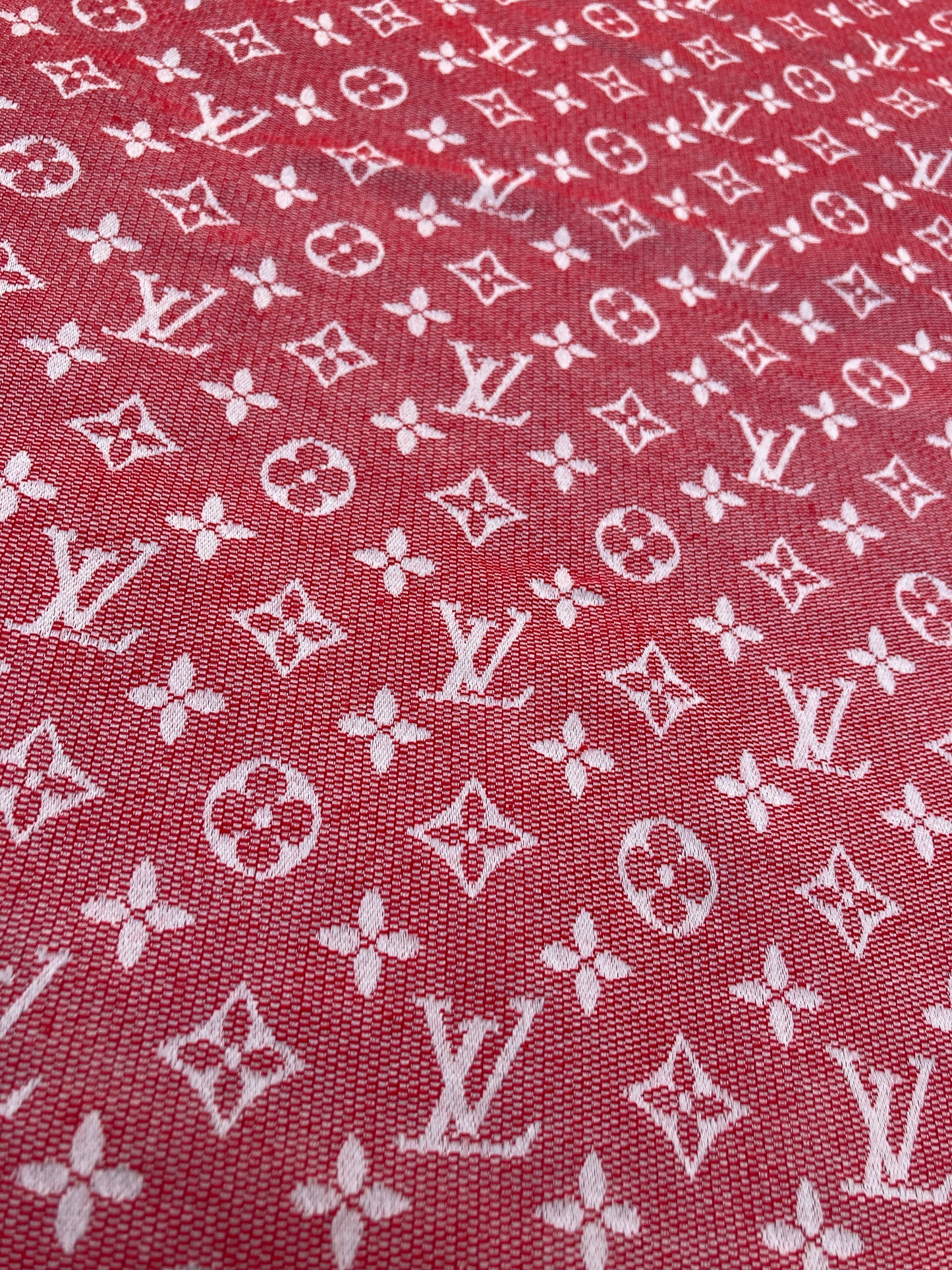 Red Cotton Jacquard LV Crafts Fabric for Handmade