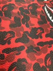 Custom Leather Red Bape Shark for Handmade Sneakers Upholstery