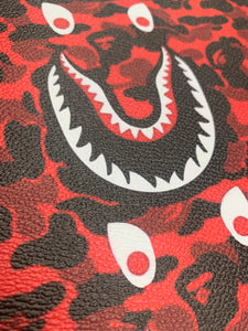 Custom Leather Red Bape Shark for Handmade Sneakers Upholstery