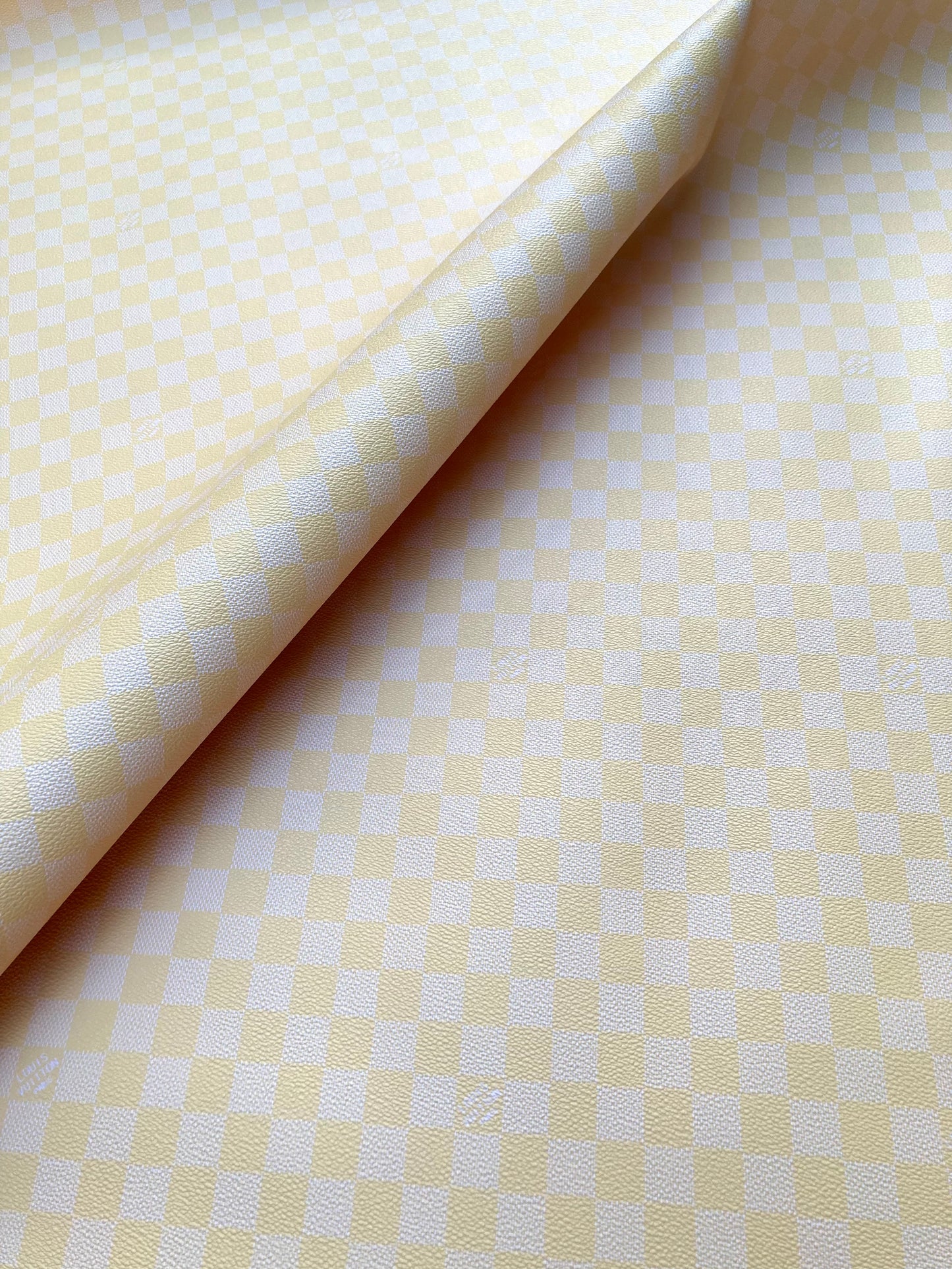 Crafting Light Yellow LV Damier Vinyl for Custom DIY Upholstery