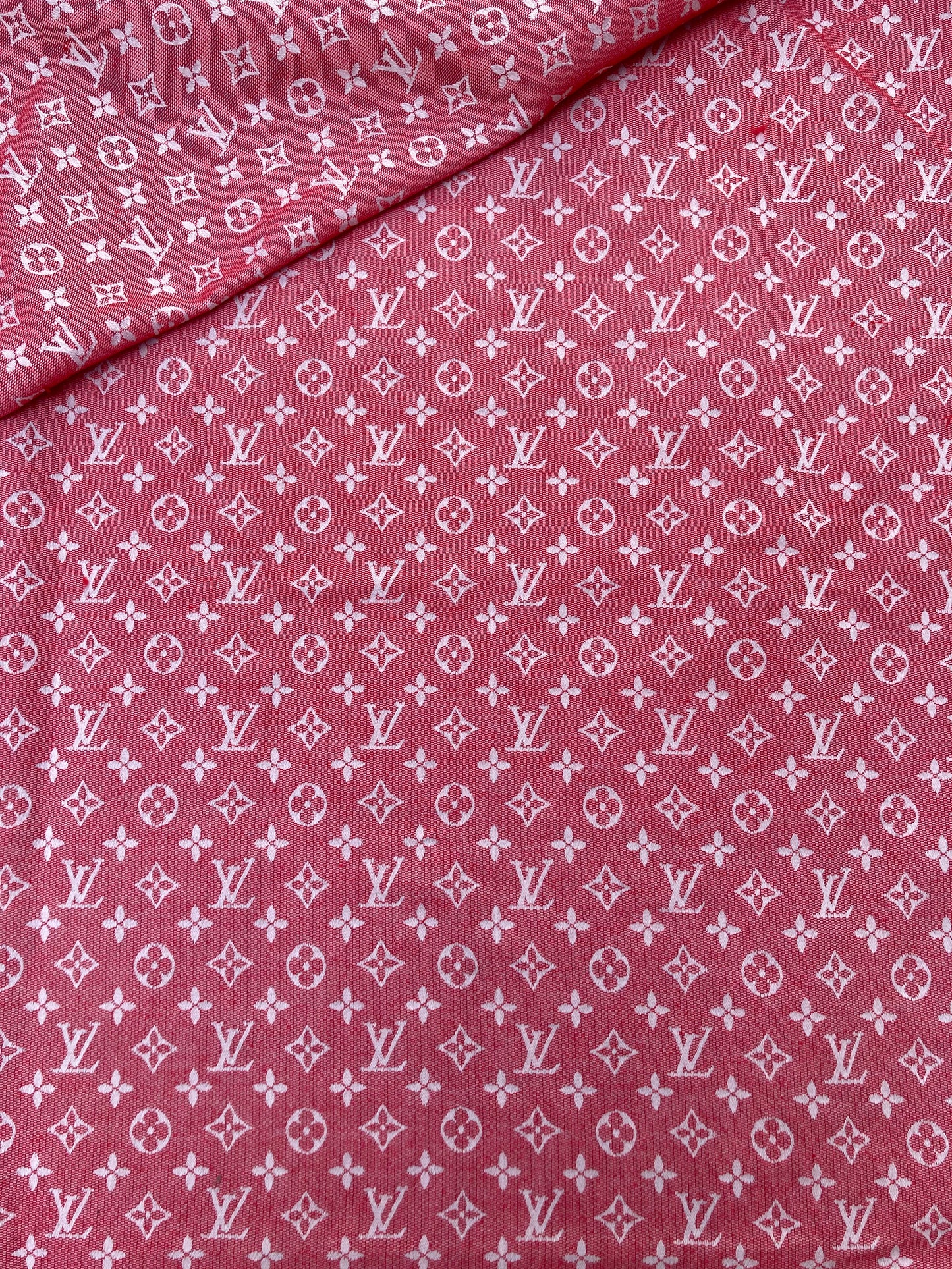 Red Cotton Jacquard LV Crafts Fabric for Handmade