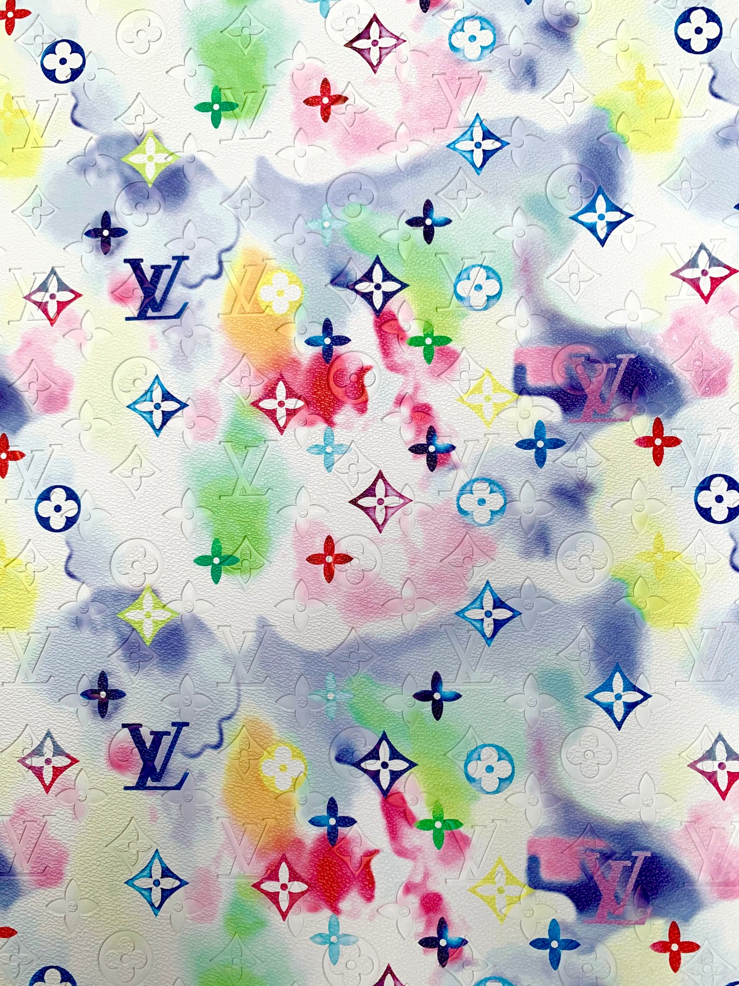 Colorful Embossed LV Designer Vinyl for Custom Handmade Crafts