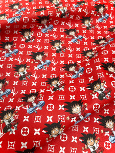 Custom Cartoon Dragon Ball LV Supreme Leather Fabric for DIY Crafts Upholstery