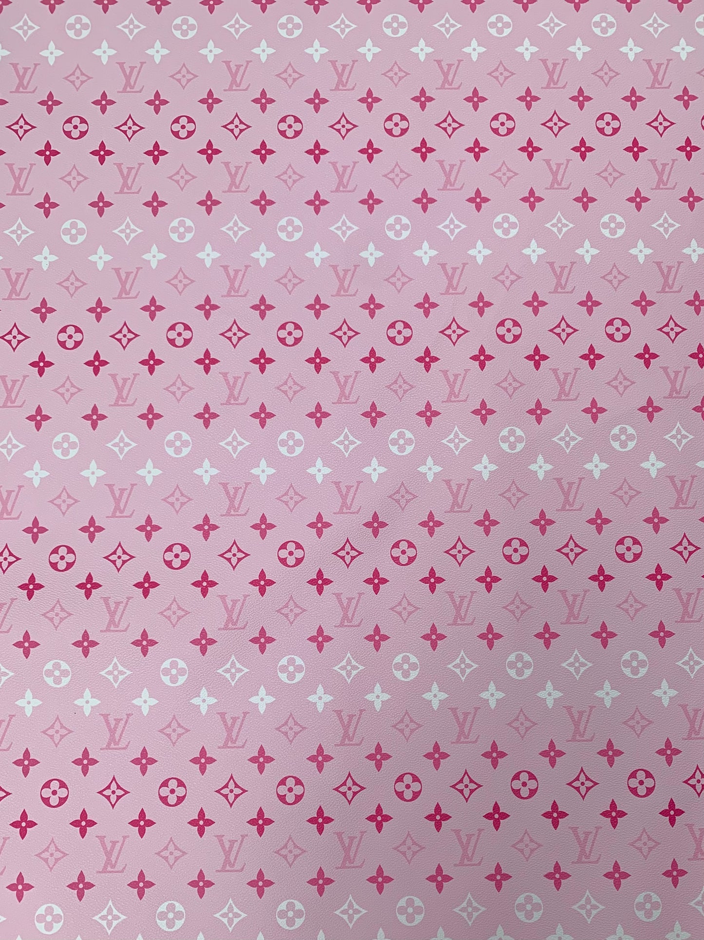 Handmade Romantic Pink LV Custom Vinyl Leather Fabric for Sneakers Upholstery