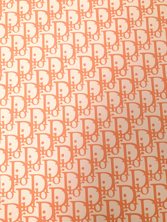 Designer Vinyl Custom Orange Dior Leather Fabric for Sneaker Upholstery