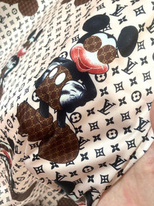 GG Mickey Soft Skin Satin Fabric for Pajama Custom