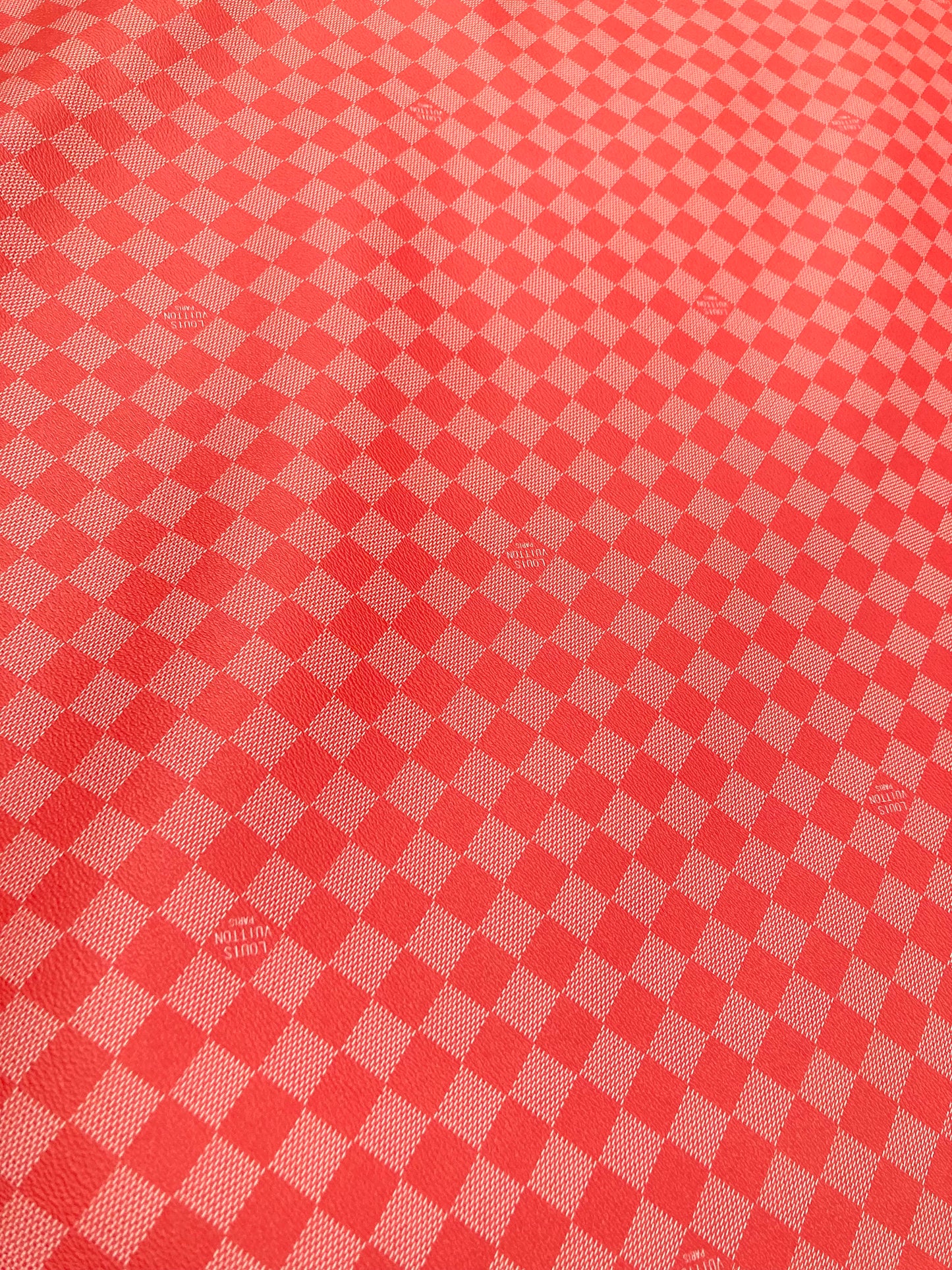 Red Damier Handmade Vinyl For Custom Sneakers Upholstery