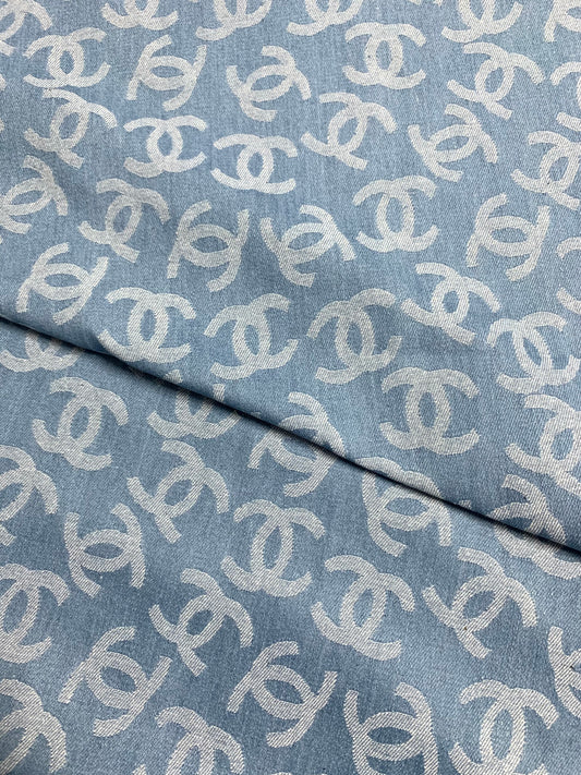 Custom Fabric Washed Denim Chanel for Handmade Sneakers Apparel Upholstery