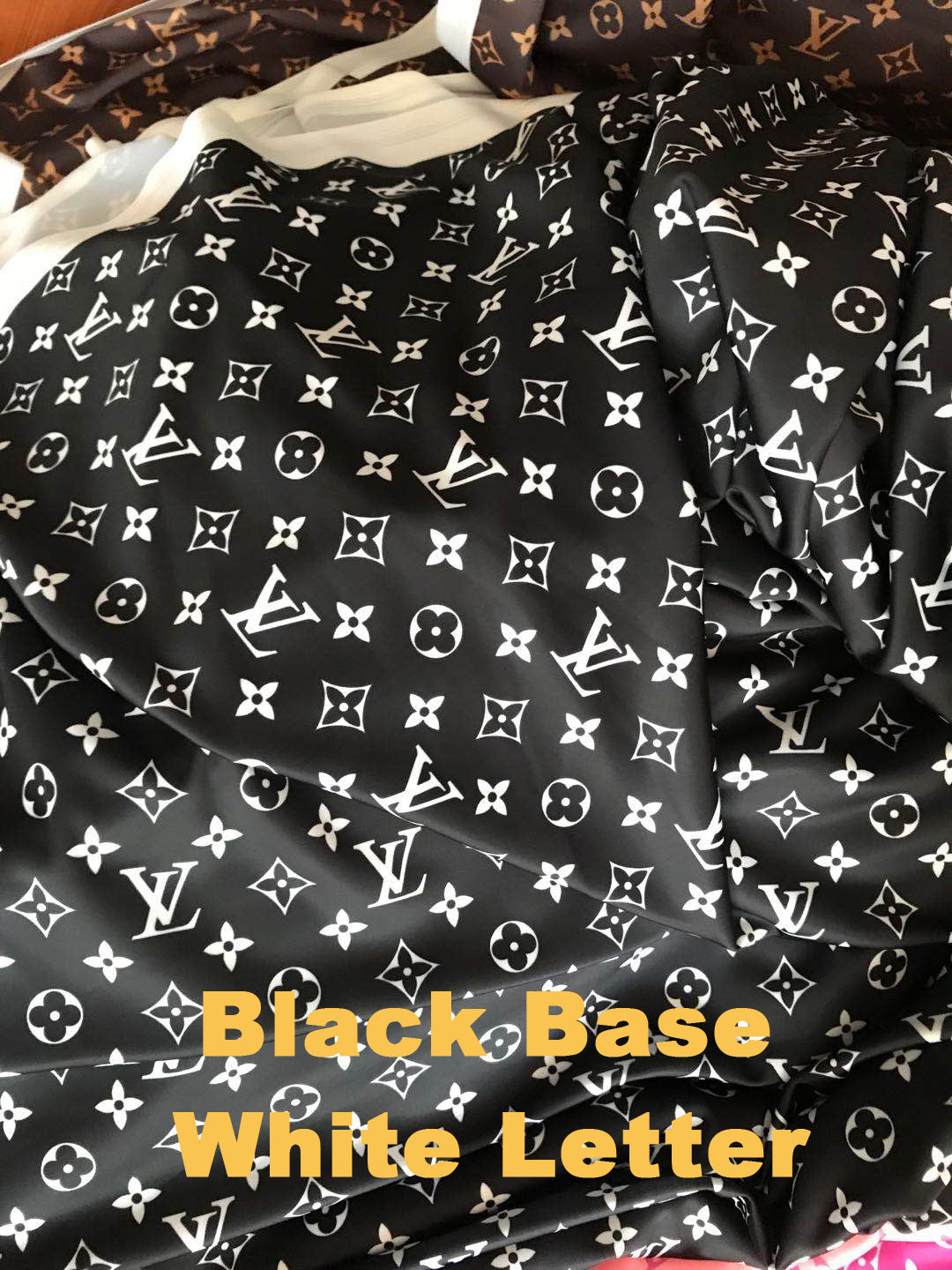Inspired louis vuitton fabric black LV fabric by the yard Designer fabric  lv fabric Spandex LV prin