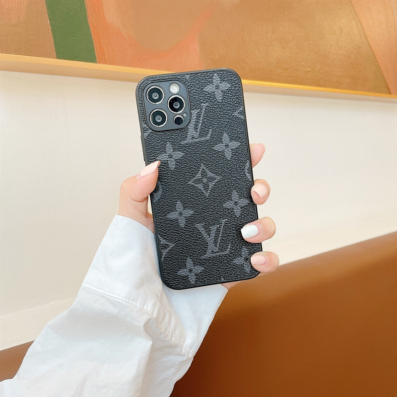 LV Classic Logo Leather iPhone Cases