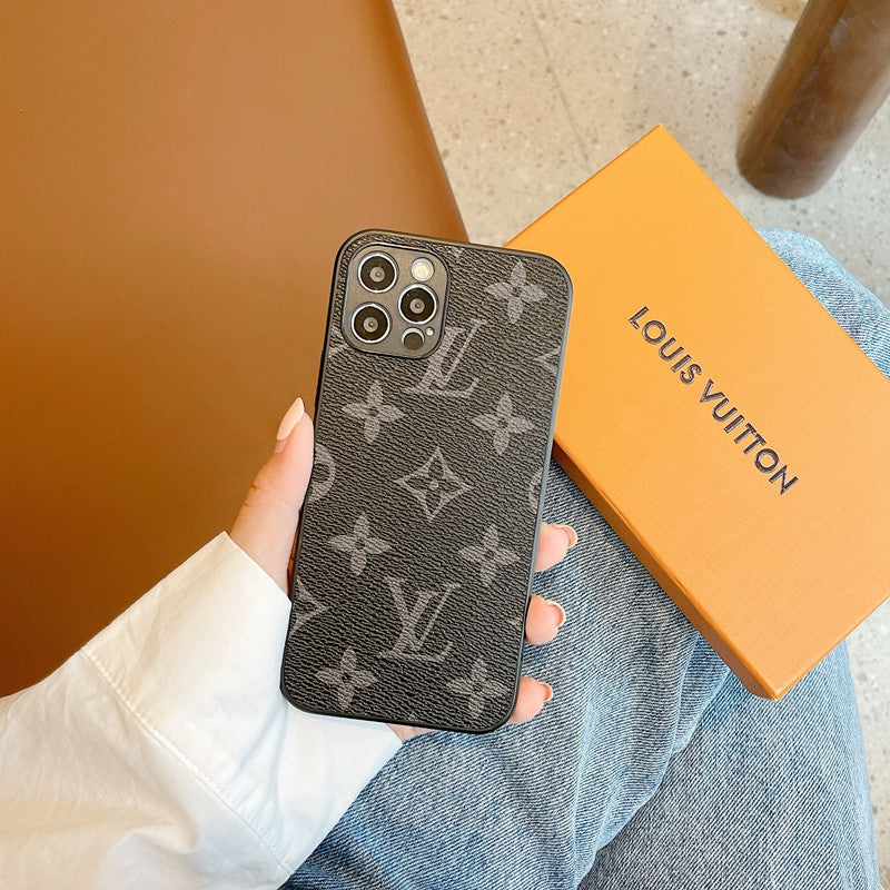 LV Classic Logo Leather iPhone Cases