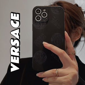 Versace Black PU Street Phone cases